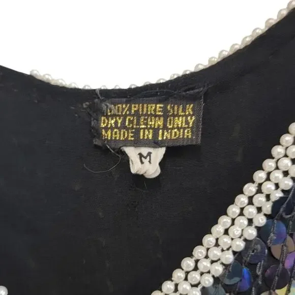 Gorgeous Sequin Sheath Dress | Modest Glam Vintage Silk - Picture 7 of 12